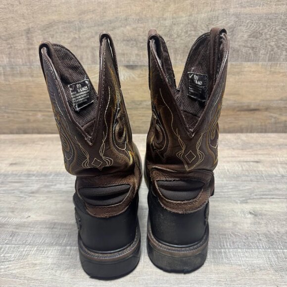 Justin Joist Brown Leather Composite Safett Toe Western Boots Men's Size 11 - Picture 4 of 8